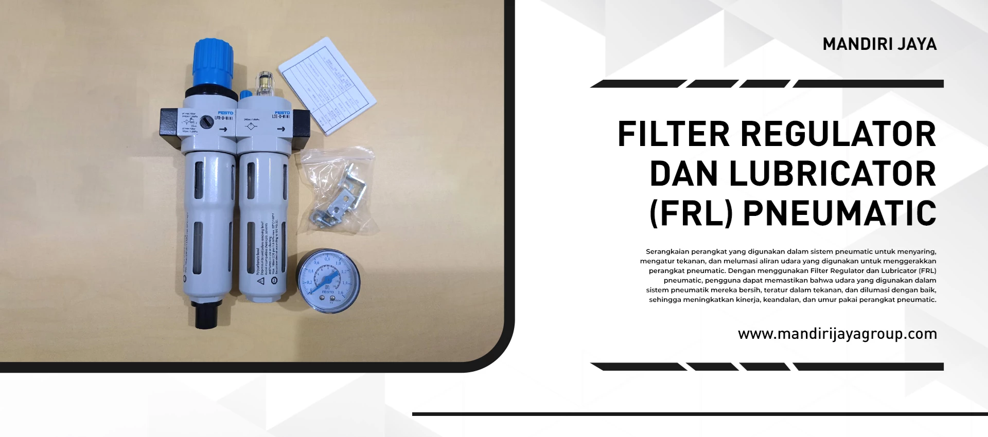 Filter Regulator dan Lubricator (FRL) pneumatic